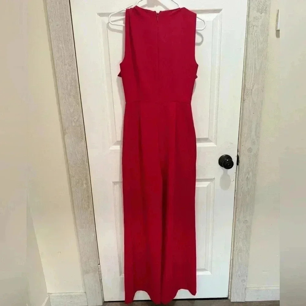 BCBGMAXAZRIA Women’s Wide Leg Romper Jumpsuit Red - Picture 9 of 12